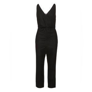 Banana Republic Velvet Cropped Jumpsuit Black